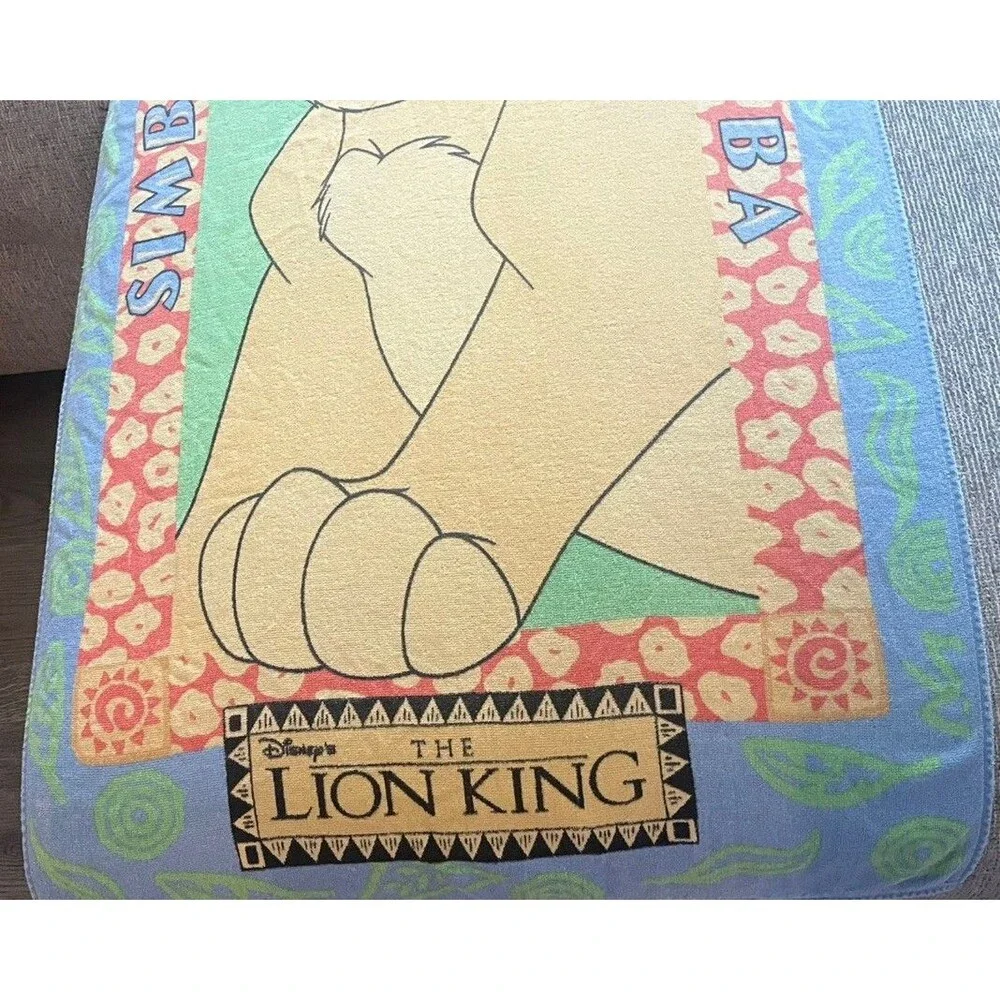 Vintage 90s Disney THE LION KING - Young Simba - BEACH TOWEL Size 55x27” Franco